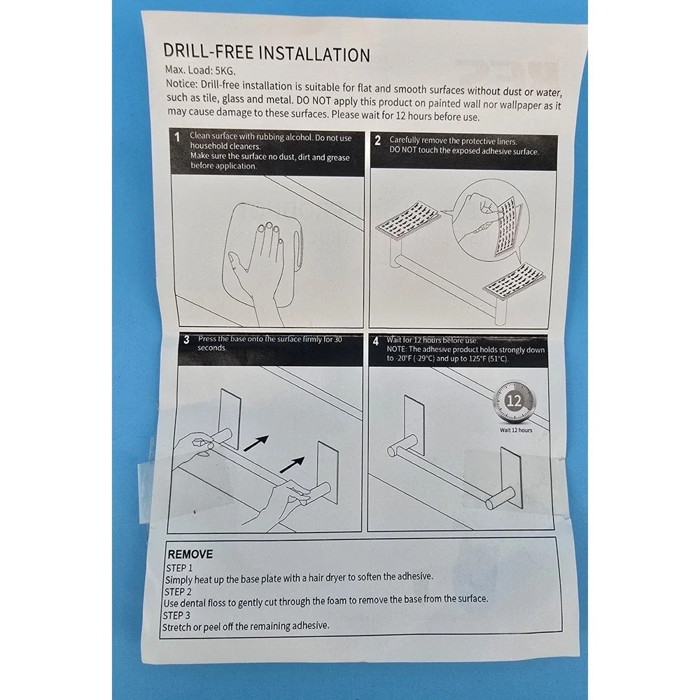 KES Shelf w/ Railing Self Adhesive Black Metal 4x16x3